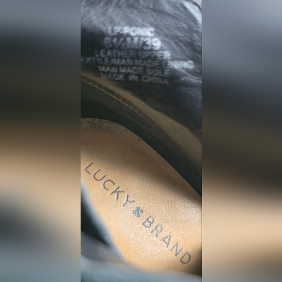 Lucky Brand Ponic Black SIZE 8.5 Suede Ankle Bootie Side Slit Zip Heeled - Picture 8 of 10